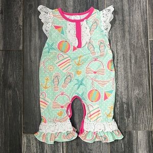 Baby Girl Summer Print Beach Lace Romper Size 6-12 months